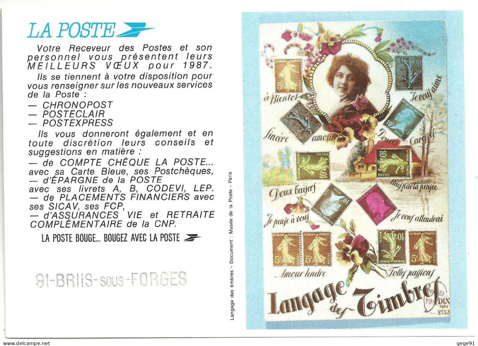 Calendrier De Poche - 1987 - Le Langage Des Timbres - Small : 1981-90