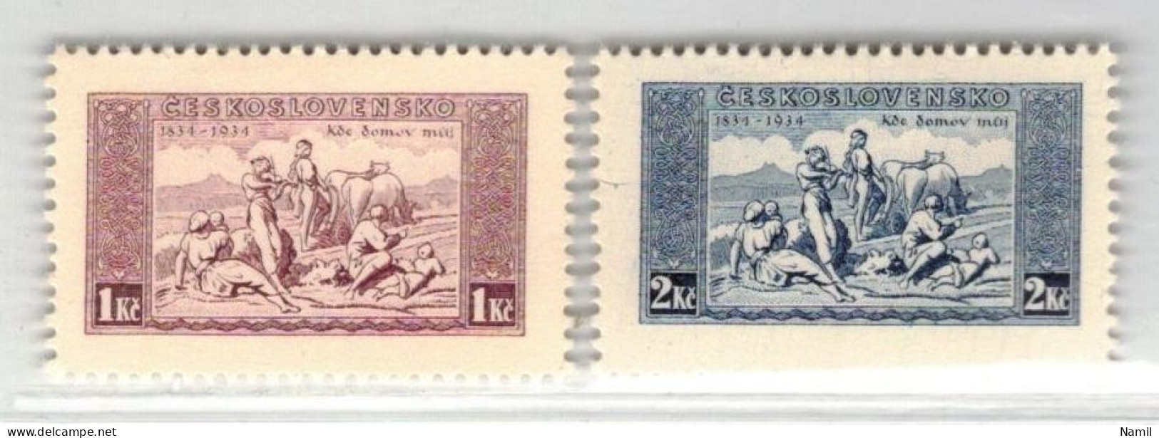 Tchécoslovaquie 1934 Mi 330-1 X (Yv Timbres De BF), (MH) Trace De Charniere, - Ungebraucht