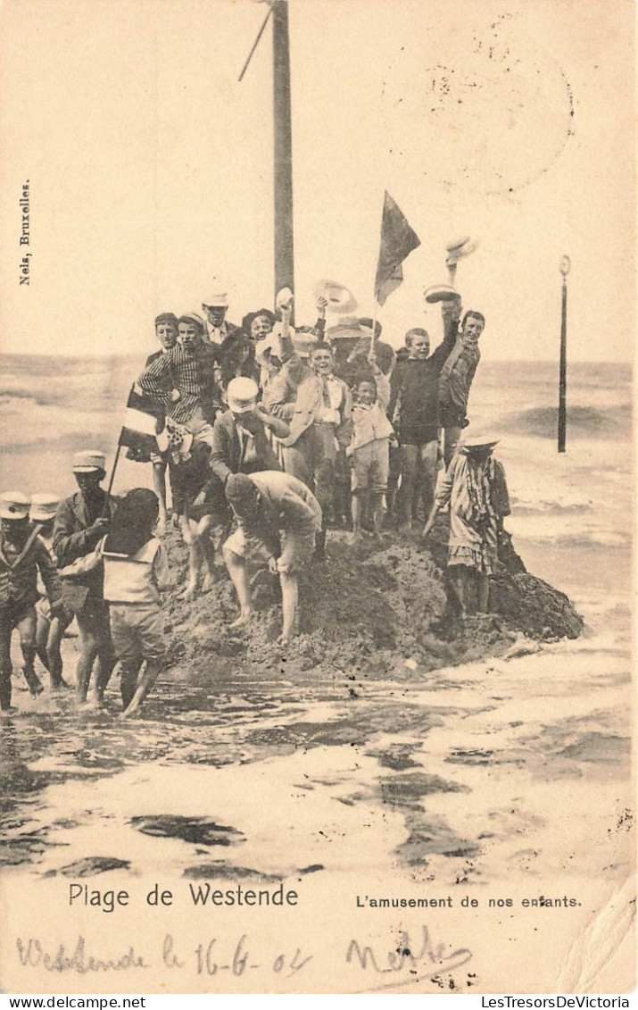 BELGIQUE - Plage De Westende - L'amusement De Nos Enfants - Animé - Carte Postale Ancienne - Westende