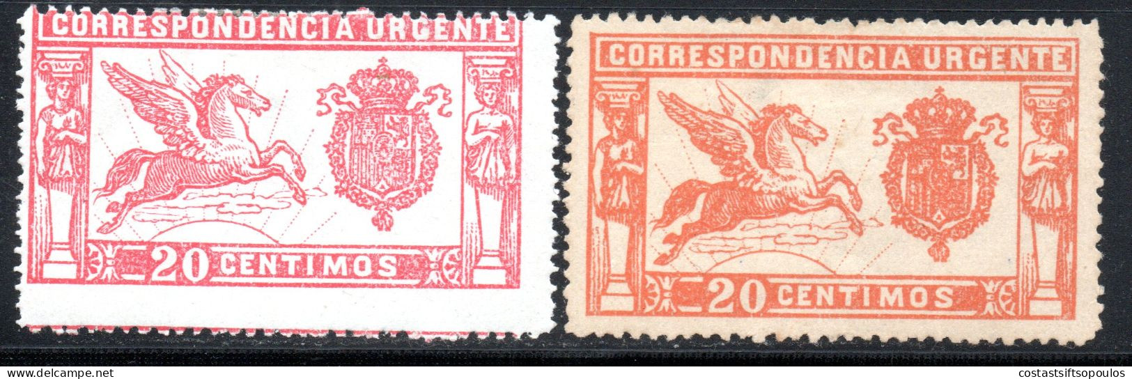 2155. SPAIN 1905-1925 SPECIAL DELIVERY #1 PEGASUS X 2, SHADES, MH. - Espresso