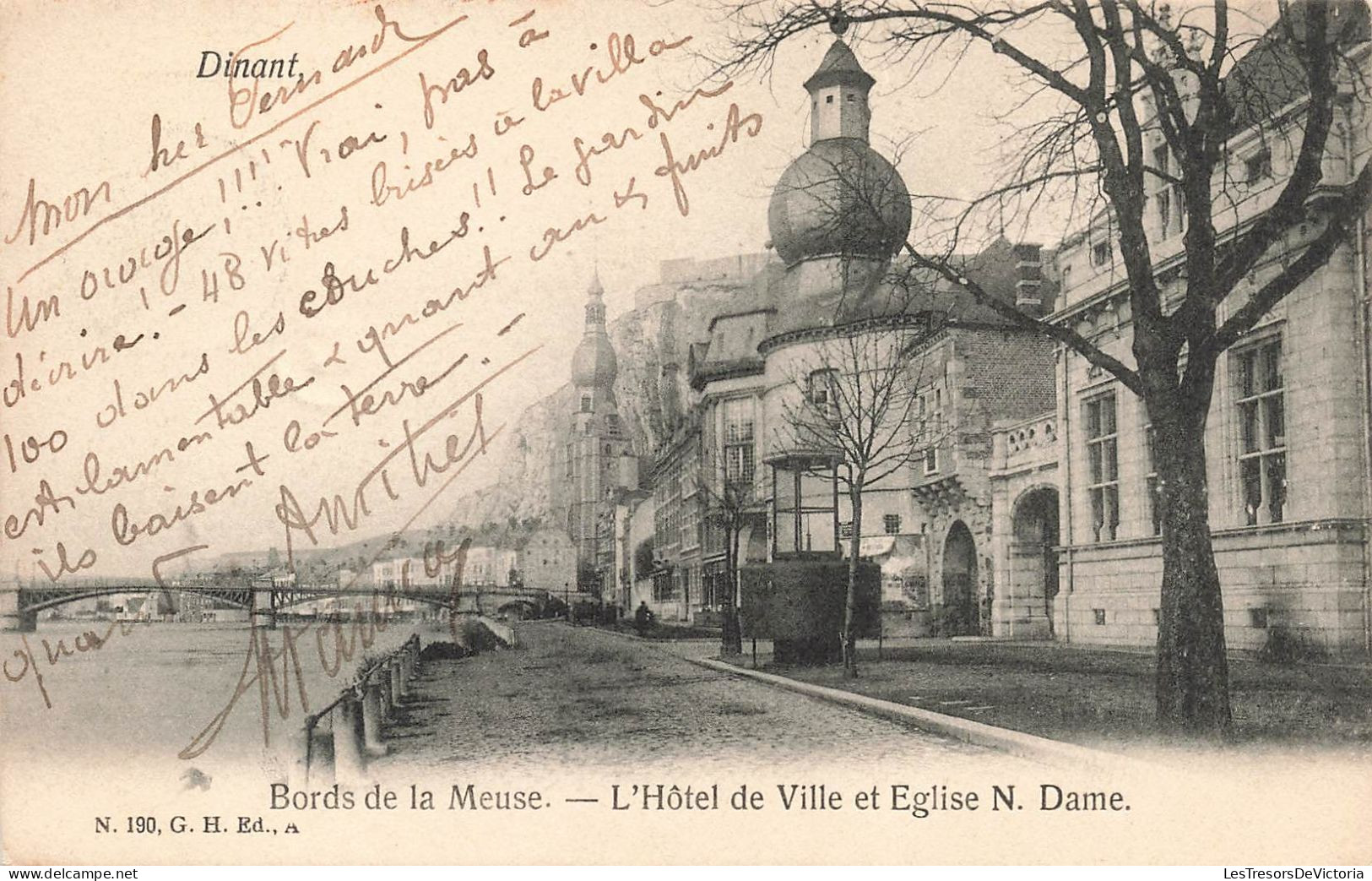 BELGIQUE - Dinant - Bords De La Meuse - L'hôtel De Ville Et église Notre-Dame - Carte Postale Ancienne - Dinant