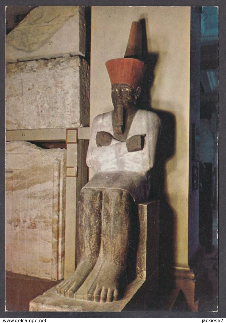 127367/ CAIRO EGYPTIAN MUSEUM, Painted Limestone Statue King Mentuhotep - Museos