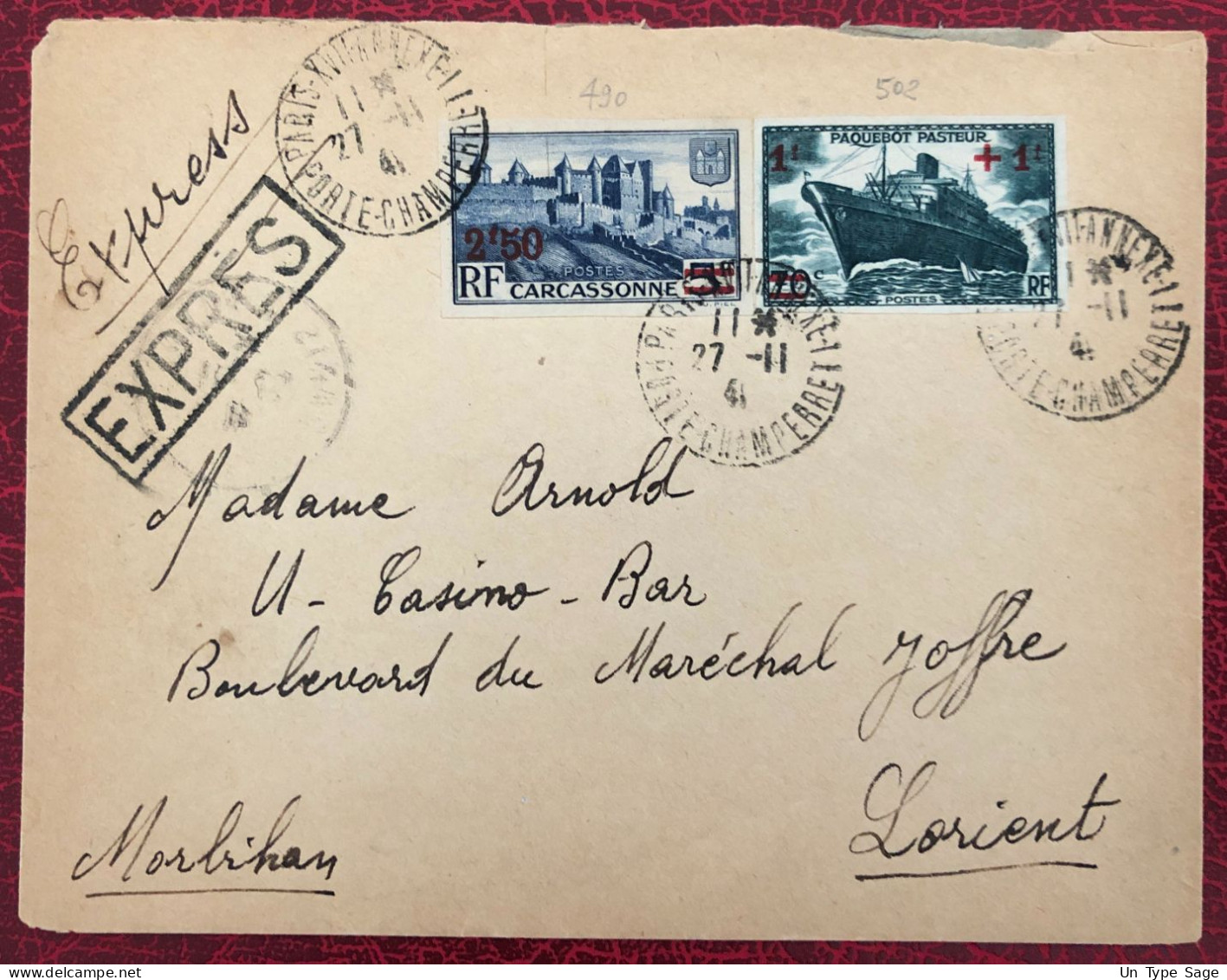 France Divers Sur Enveloppe Par EXPRES De Paris 27.11.1941 - (B3579) - 2. Weltkrieg 1939-1945