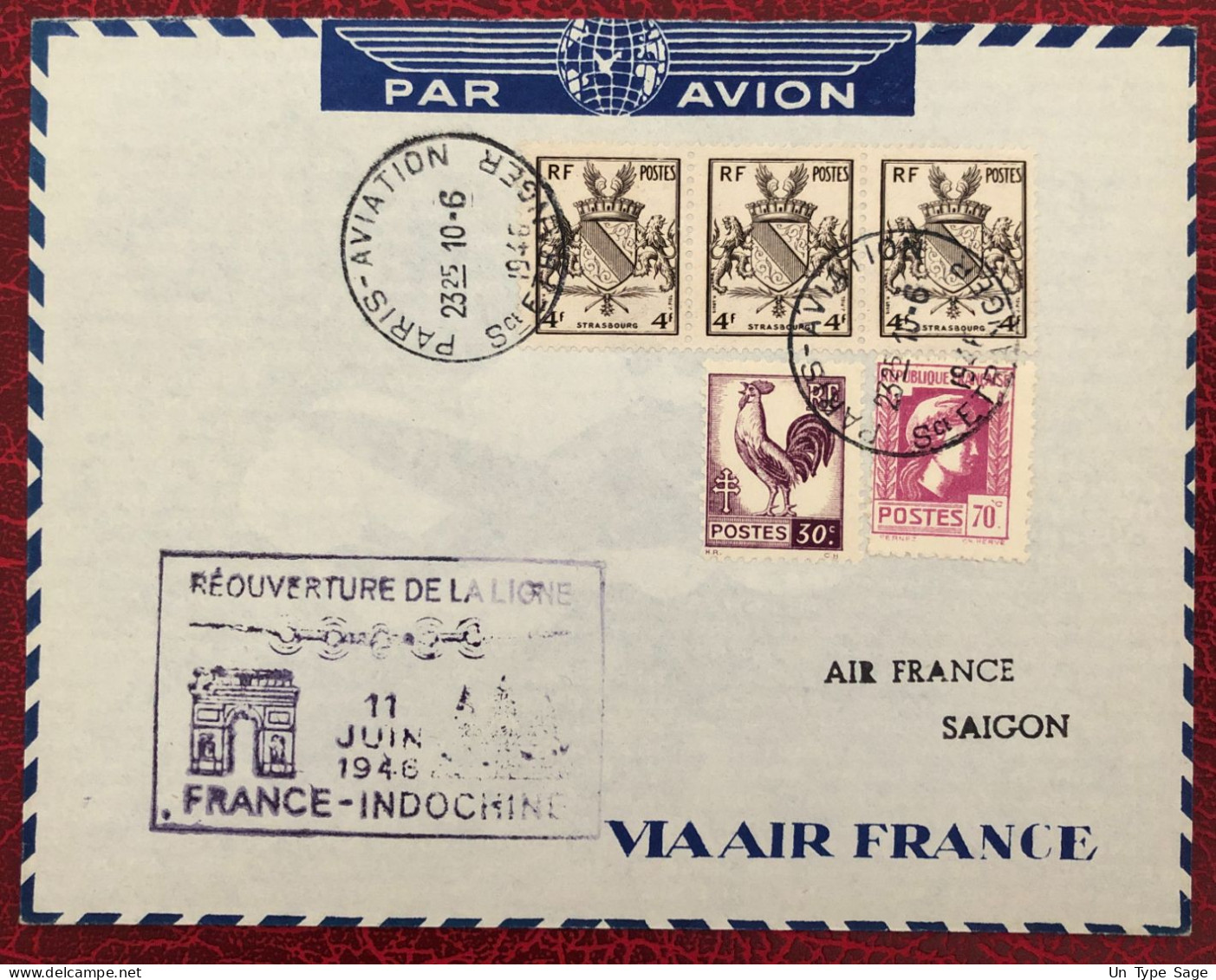 France Divers Sur Enveloppe Réouverture De La Ligne France-Indochine 11.6.1946 - (B3581) - Guerre De 1939-45
