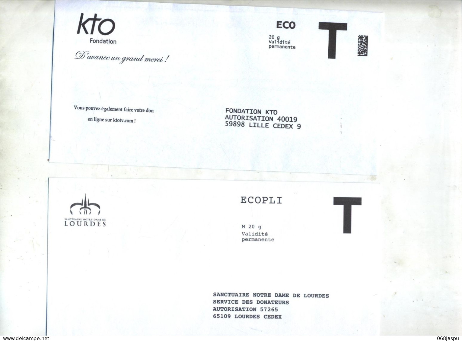 Lot 4 Enveloppe Reponse T Theme Religion - Karten/Antwortumschläge T