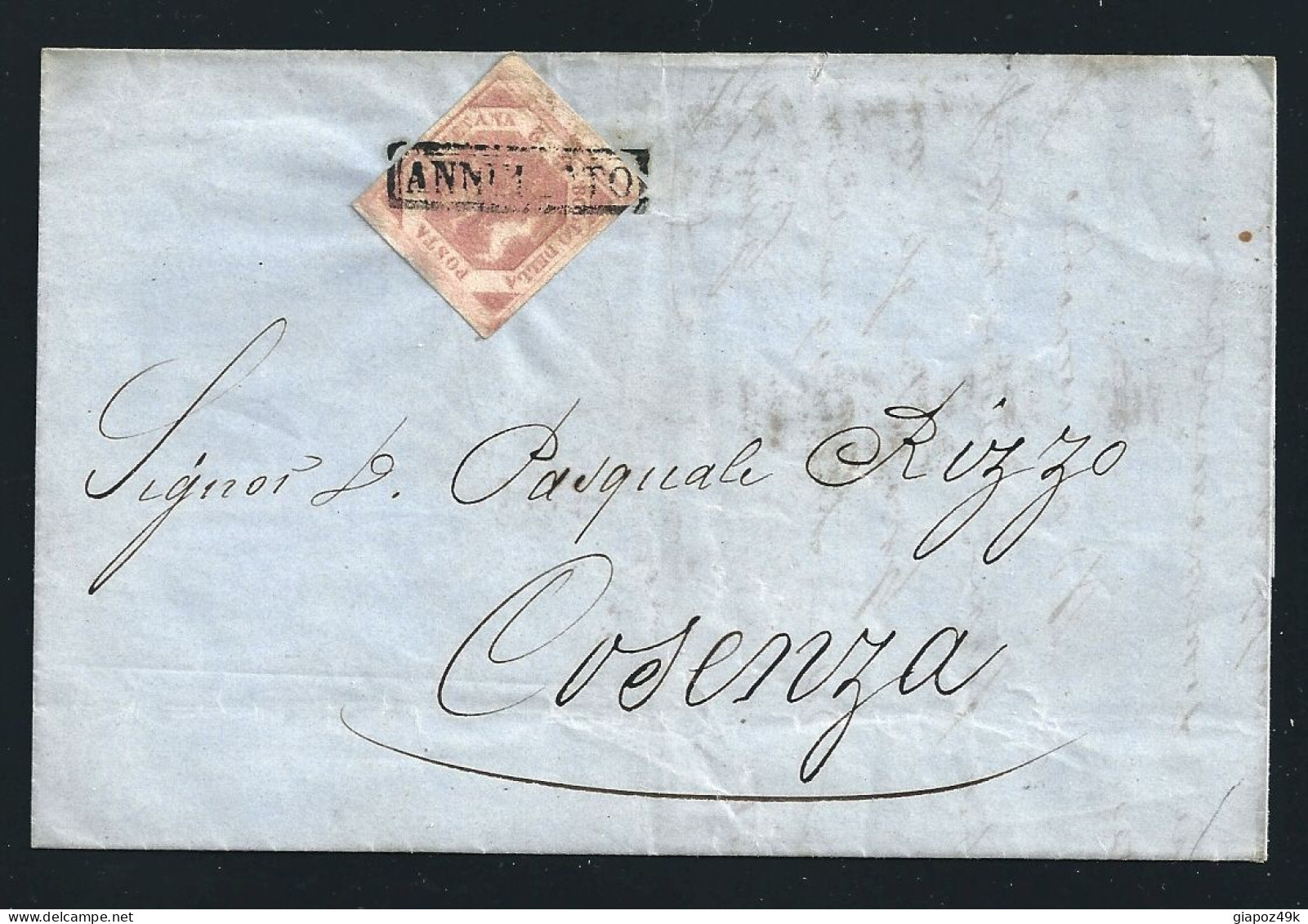 ● 1858 NAPOLI ֍ 2 Gr.  PIEGO LETTERA ֍ Completa Con Testo Interno ● Da  NAPOLI A COSENZA ● - Naples