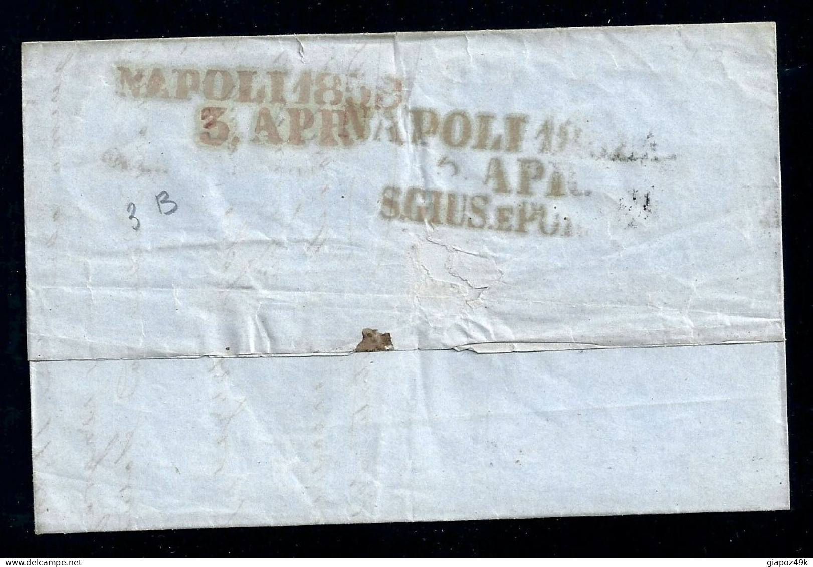 ● 1858 NAPOLI ֍ 2 Gr.  PIEGO LETTERA ֍ Completa Con Testo Interno ● Da  NAPOLI A COSENZA ● - Napoli