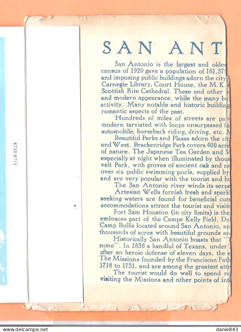 Carte Dépliant Ancienne - 16 Vues Recto Verso Format 10/15 - ETATS UNIS - SAN ANTONIO - Couverture The Alamo (abimée) - San Antonio