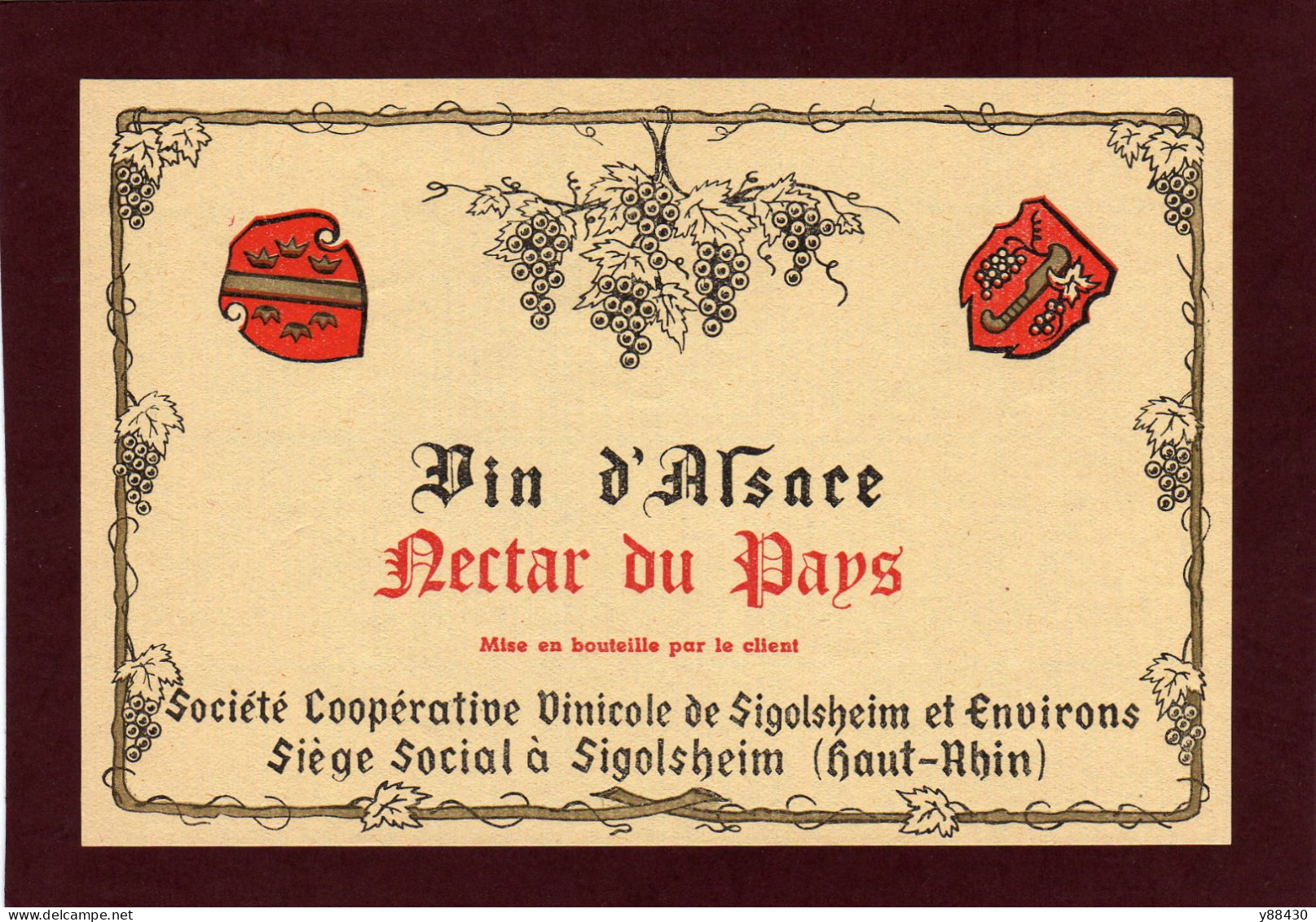 ÉTIQUETTE ET COLLERETTE De VIN  D' ALSACE - Coopérative Vinicole à SIGOLSHEIM . 68 - Voir Les 3 Scannes - Blancs