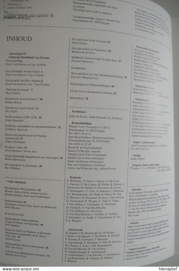 ANTWERPEN 93 Culturele Hoofdstad Europa - Themanr 244 Tijdschrift VLAANDEREN 1993 Stad à De Stroom Architectuur Jordaens - Histoire