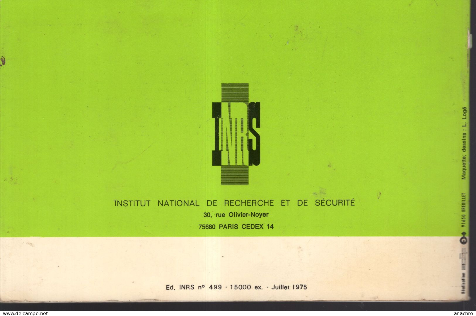 Catalogue 1975 SECURITE Engins De Chantier I.N.R.S. Tracteurs Sur Chenilles - Tracteurs