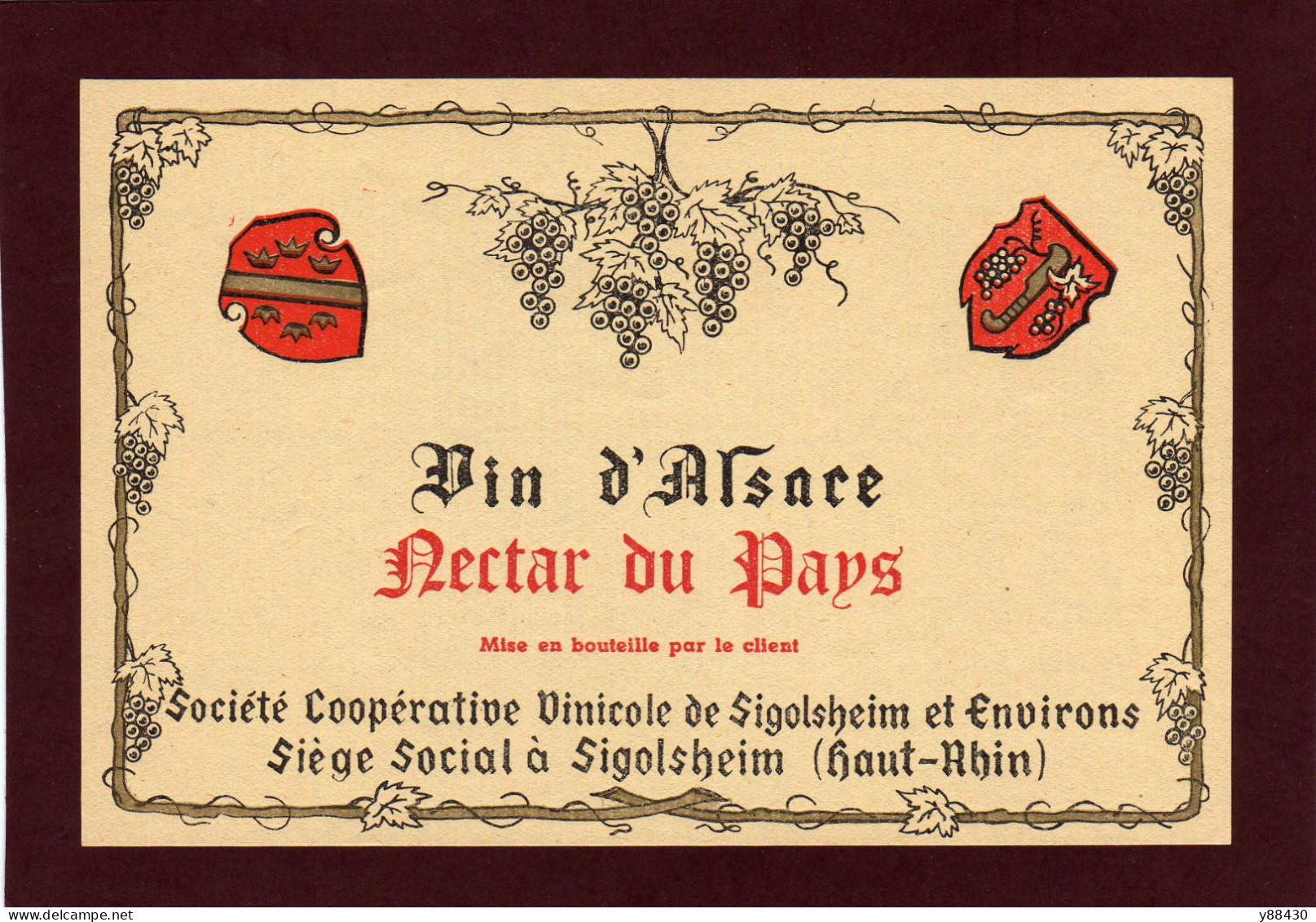 ÉTIQUETTE De VIN  D' ALSACE - Coopérative Vinicole à SIGOLSHEIM . 68 - Witte Wijn