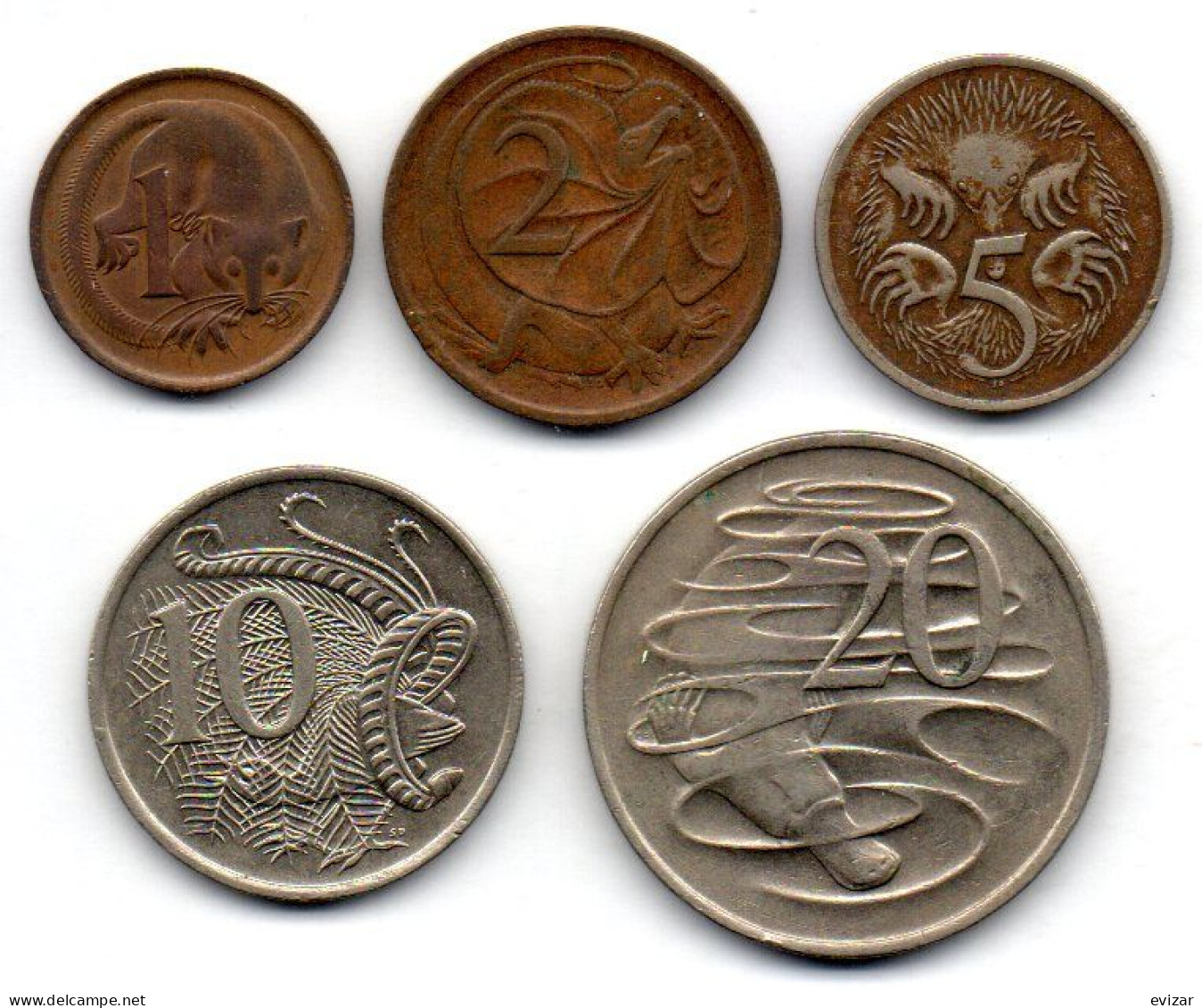 AUSTRALIA, Set Of Five Coins 1, 2, 5, 10, 20 Cents, Bronze, Copper-Nickel, Year 1973-78, KM # 62, 63, 64, 65, 66 - Unclassified