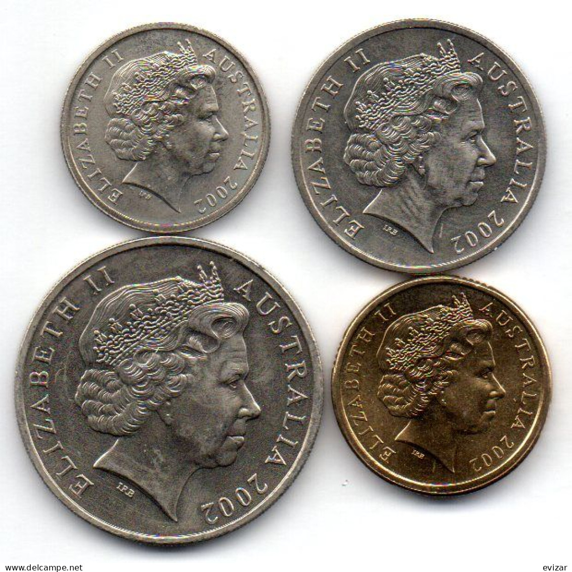 AUSTRALIA, Set Of Four Coins 5, 10, 20 Cents, 2 Dollars, Copper-Nickel, Al-Bronze, Year 2002, KM # 401, 402, 403, 406 - Sin Clasificación