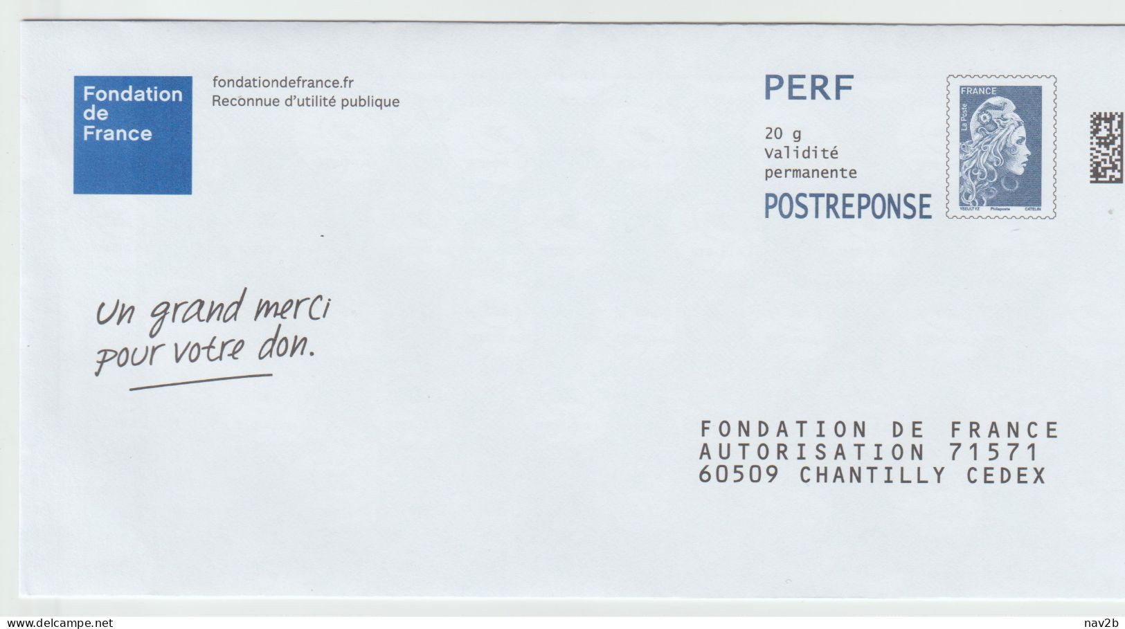 Postréponse  La Fondation De France  (398995 ) - PAP: Antwort/Marianne L'Engagée