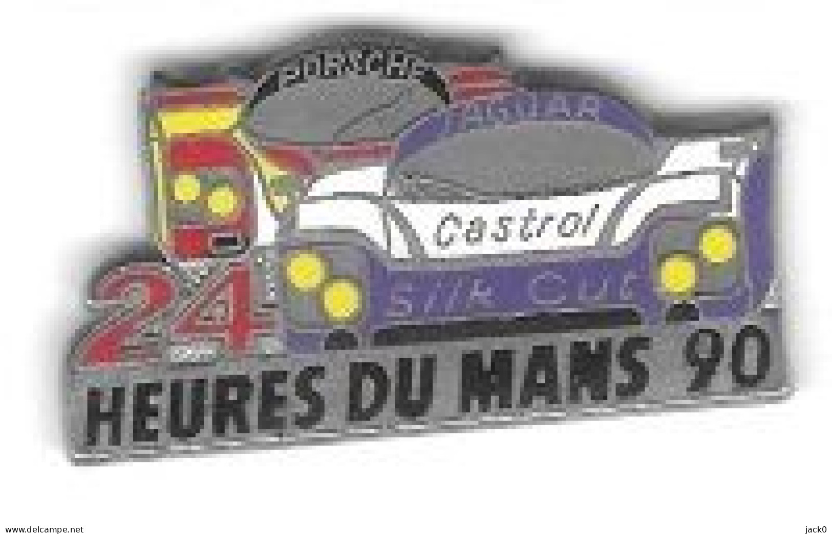 Pin's  2  Attaches  Ville, Sport  Automobiles  PORSCHE, JAGUAR  24 HEURES DU MANS  90  Avec  CASTROL, SILK  CUT  ( 72 ) - Automobile - F1