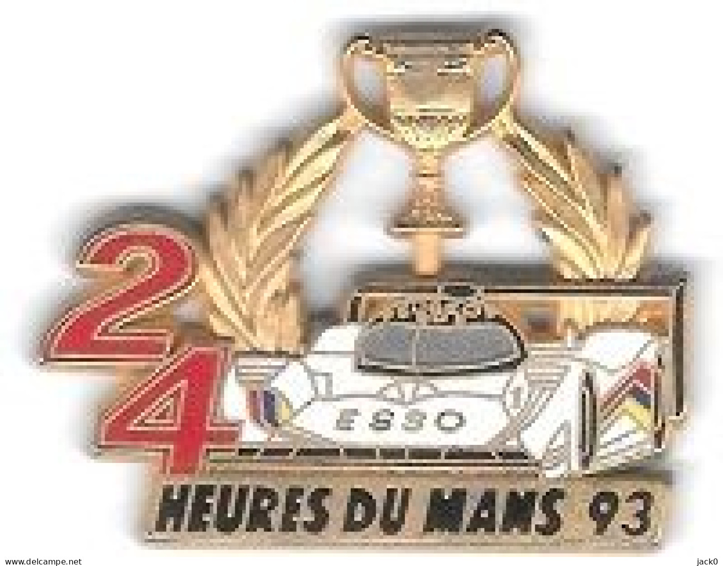 Pin's  2  Attaches  Ville, Sport  Automobile  PEUGEOT, 24 HEURES DU MANS  93  Avec  ESSO  ( 72 ) - Automobile - F1