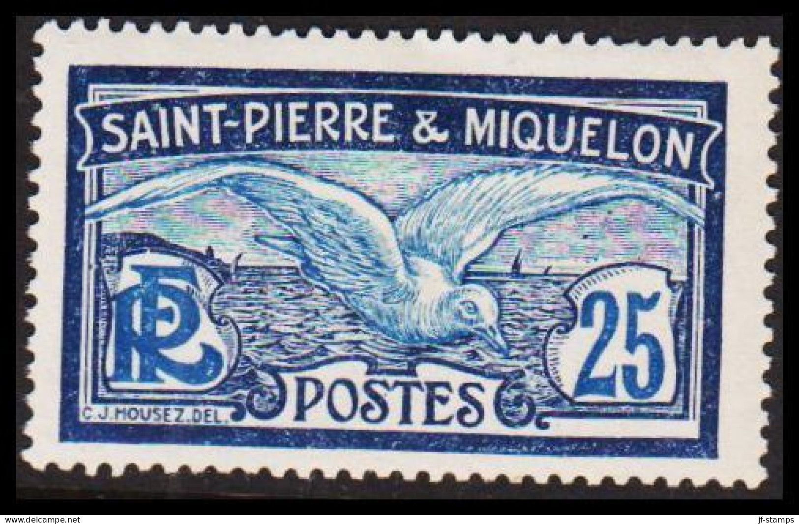 1909-1917. SAINT-PIERRE-MIQUELON. Seagull 25 C. Hinged.  (Michel 80) - JF537375 - Covers & Documents