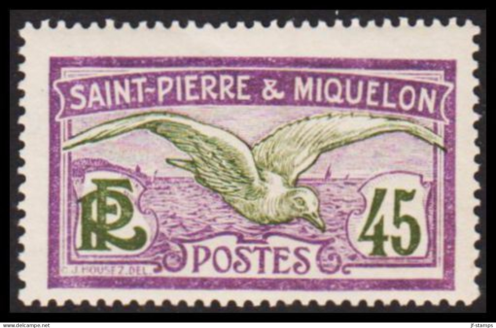 1909-1917. SAINT-PIERRE-MIQUELON. Seagull 45 C. Hinged.  (Michel 84) - JF537376 - Covers & Documents