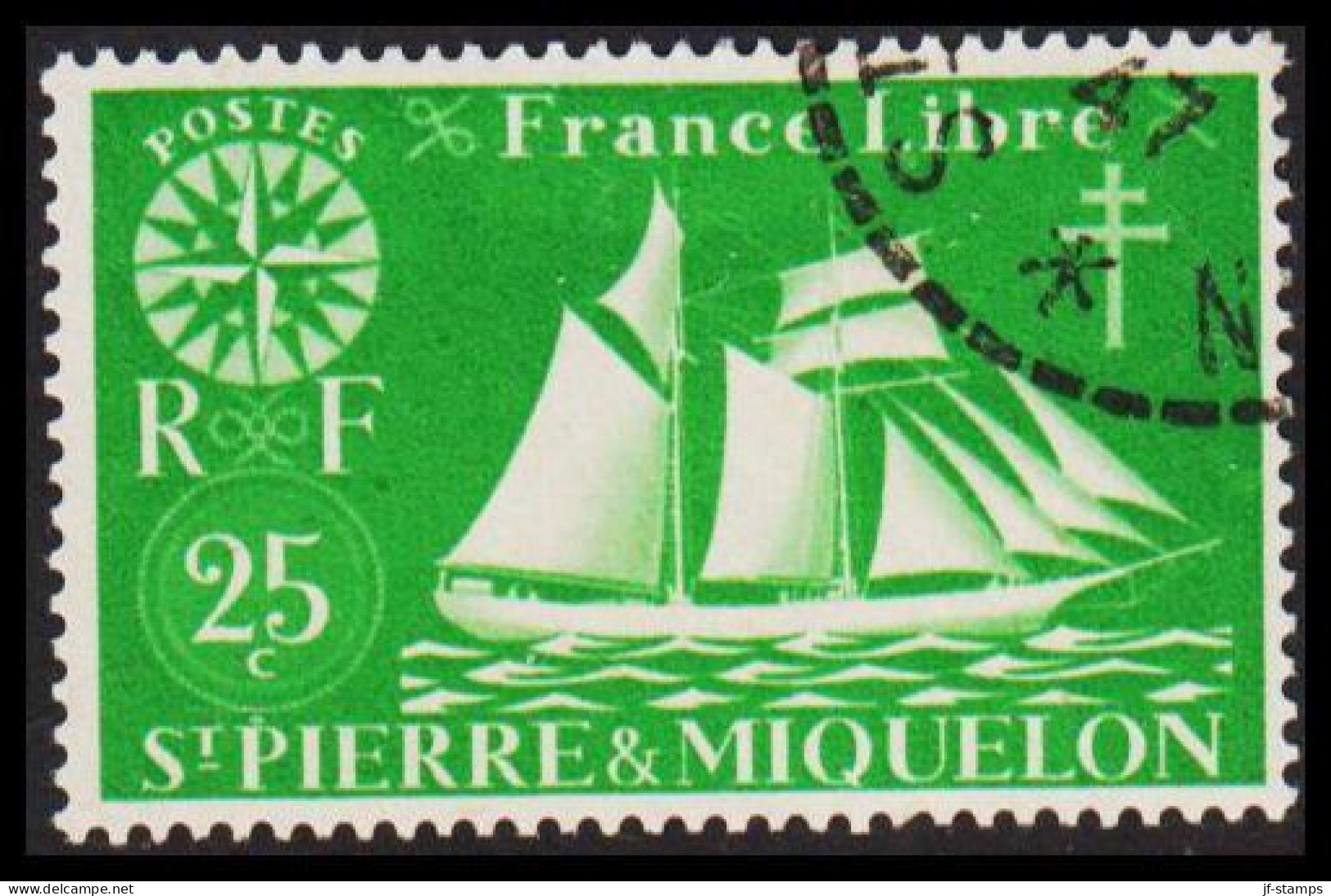 1942. SAINT-PIERRE-MIQUELON. Fisher Boat From Malo 25 C.  - JF537382 - Cartas & Documentos