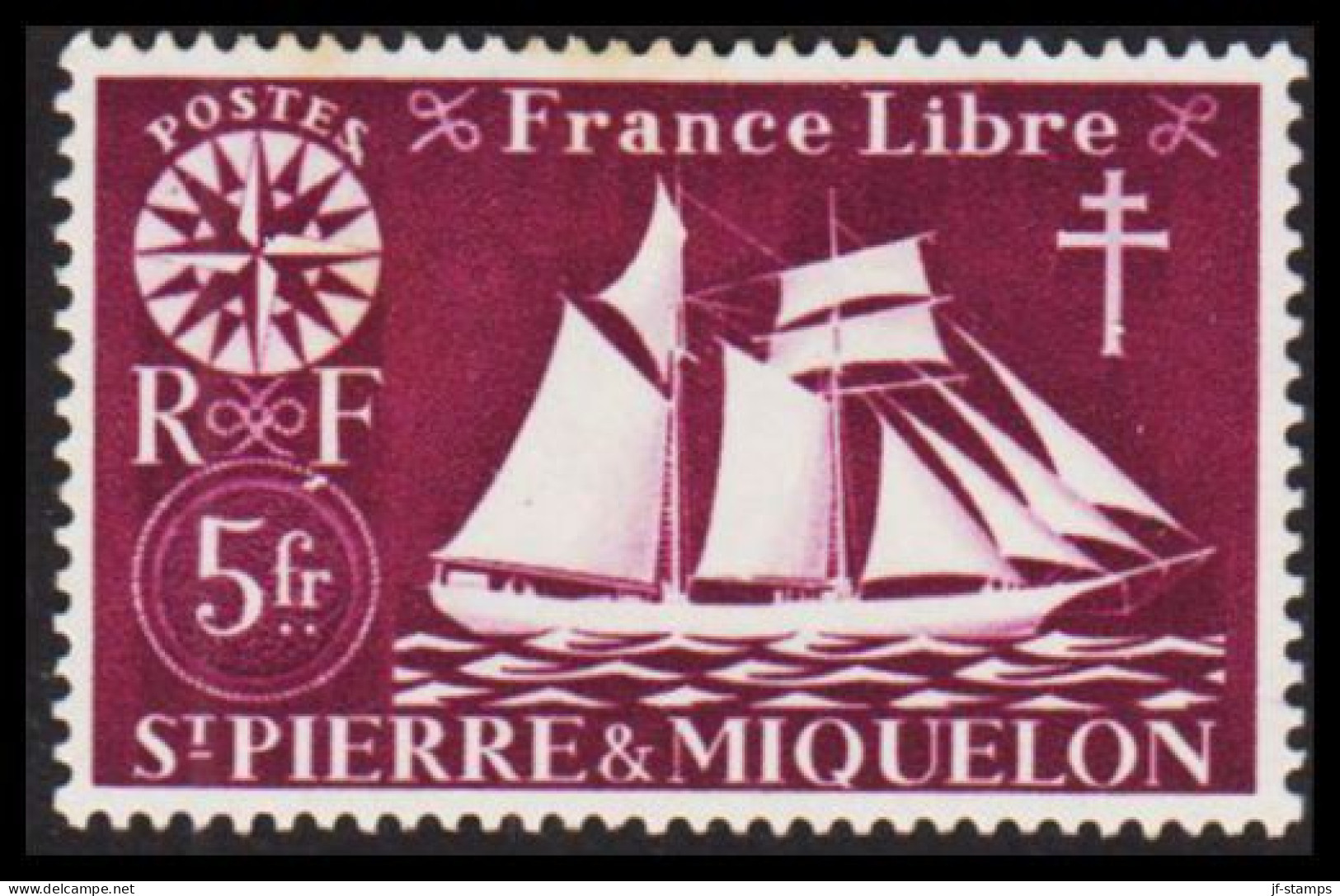 1942. SAINT-PIERRE-MIQUELON. Fisher Boat From Malo 5 Fr. Hinged.  - JF537383 - Cartas & Documentos