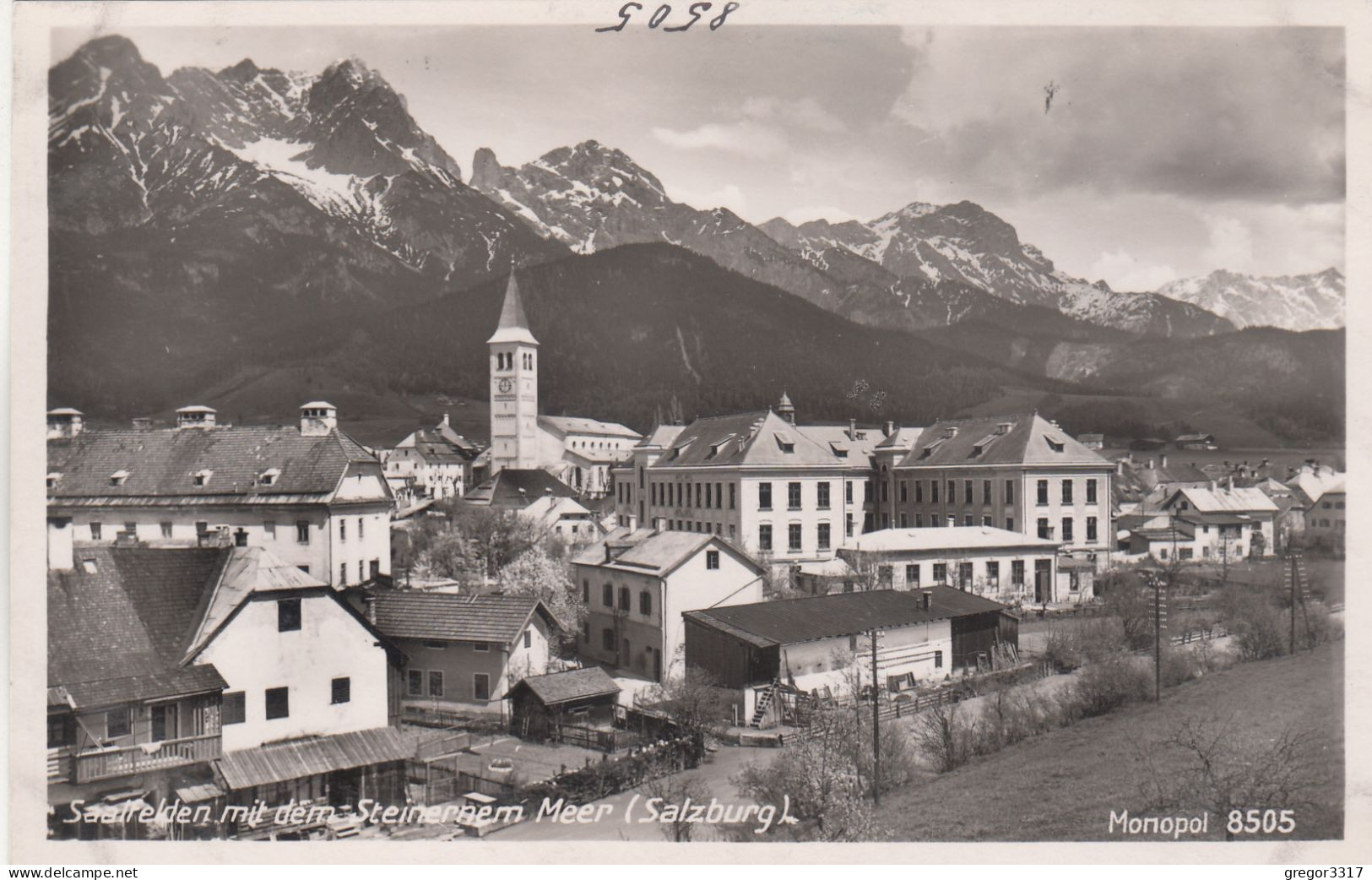 D8677) SAALFELDEN Mit Dem Steinernem Meer - Salzburg - Häuser U. Kirche - FOTO AK Monopol 8505 - Saalfelden