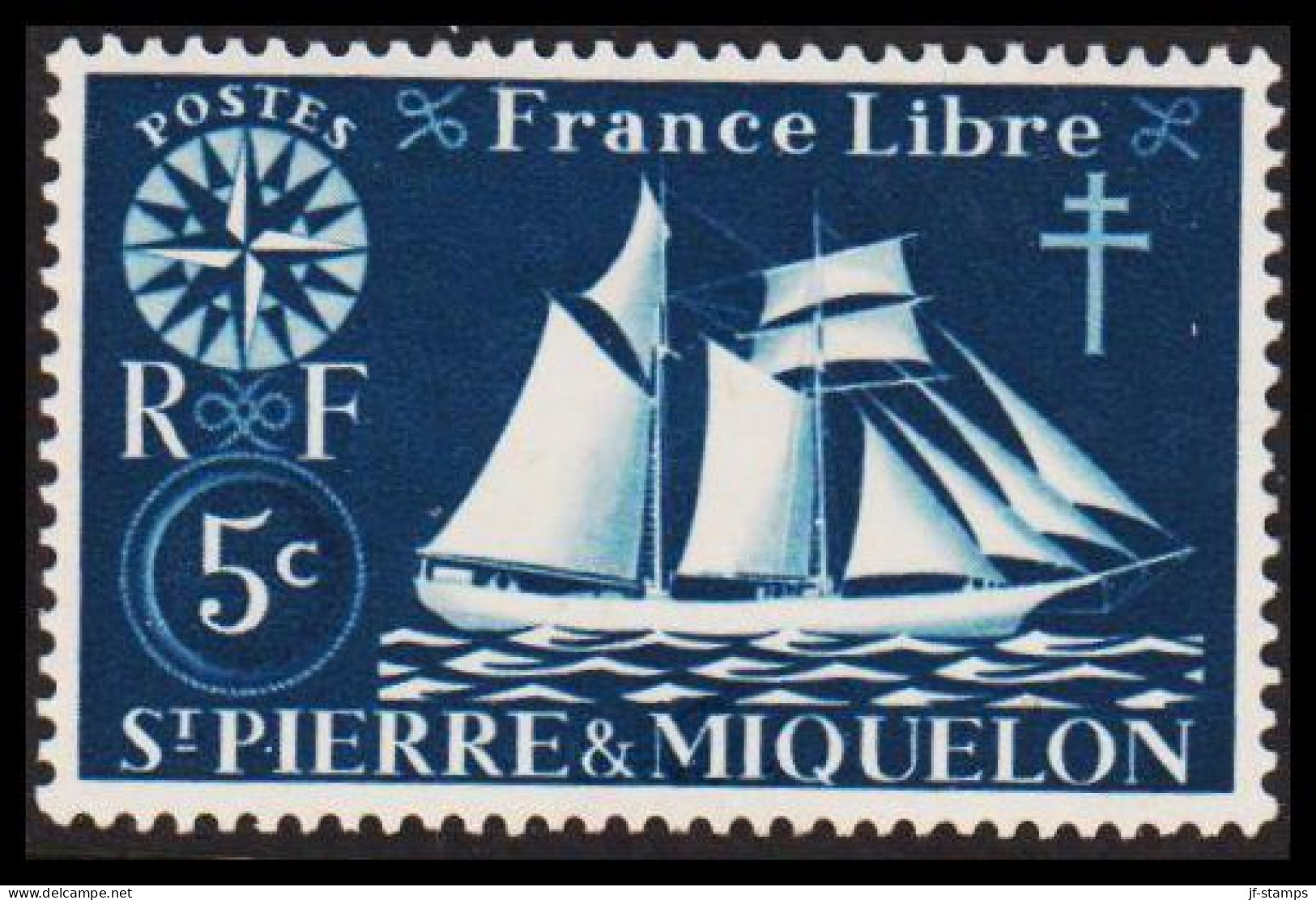 1942. SAINT-PIERRE-MIQUELON. Fisher Boat From Malo 5 C. Hinged.  - JF537389 - Covers & Documents