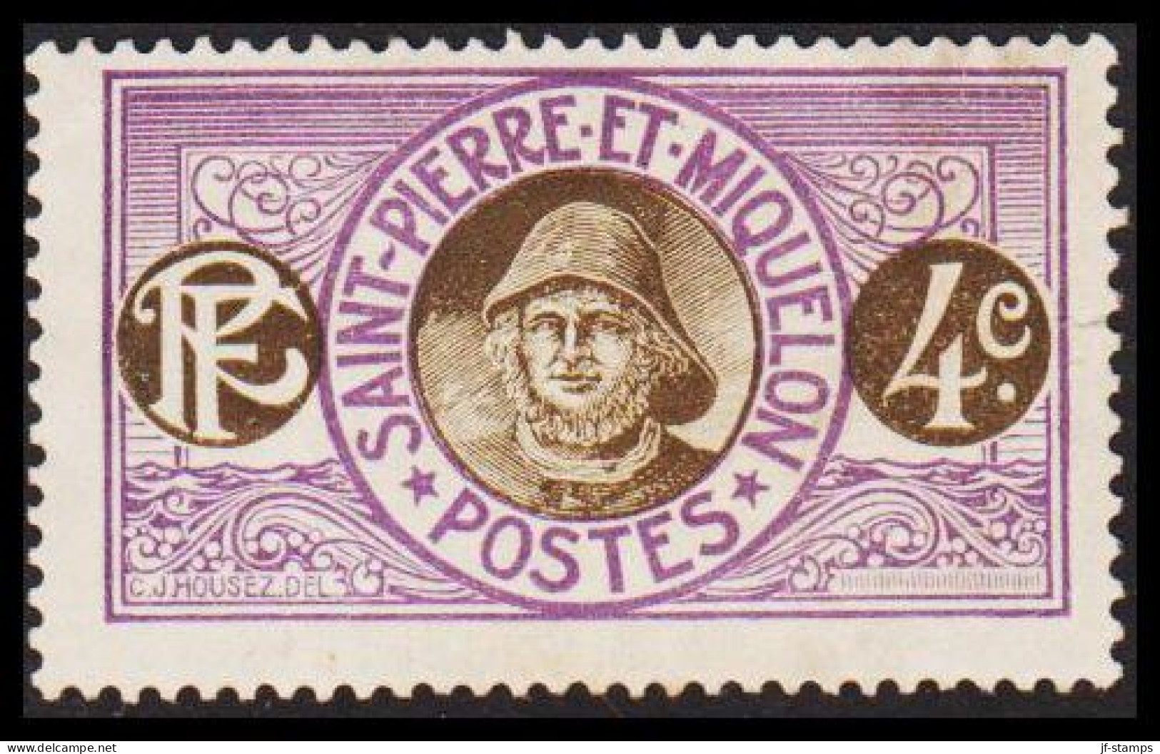 1909-1917. SAINT-PIERRE-MIQUELON. Fisher 4 C. Hinged. (Michel 75) - JF537405 - Briefe U. Dokumente