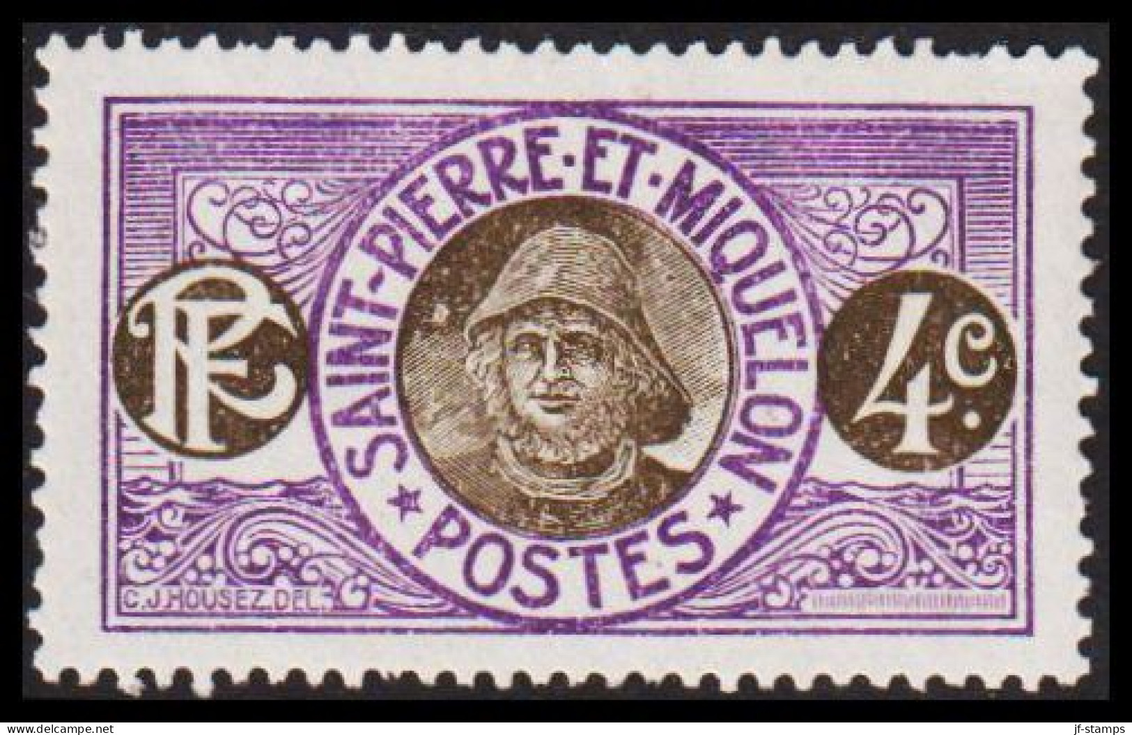 1909-1917. SAINT-PIERRE-MIQUELON. Fisher 4 C. Hinged. (Michel 75) - JF537406 - Briefe U. Dokumente