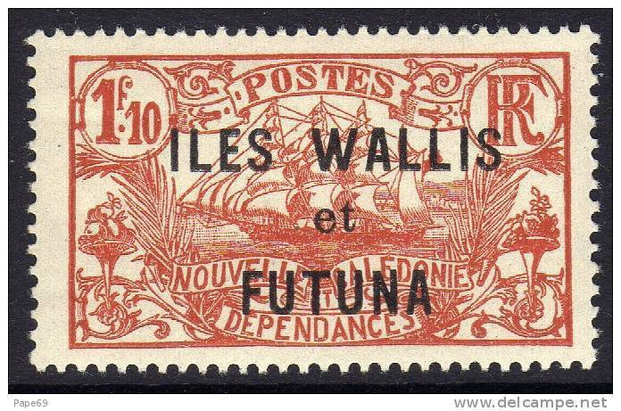 Wallis Et Futuna N° 42 XX   Timbres De Nlle Calédonie Surchargés : 1 F. 10 Brun-rouge Sans  Charnière, TB - Unused Stamps