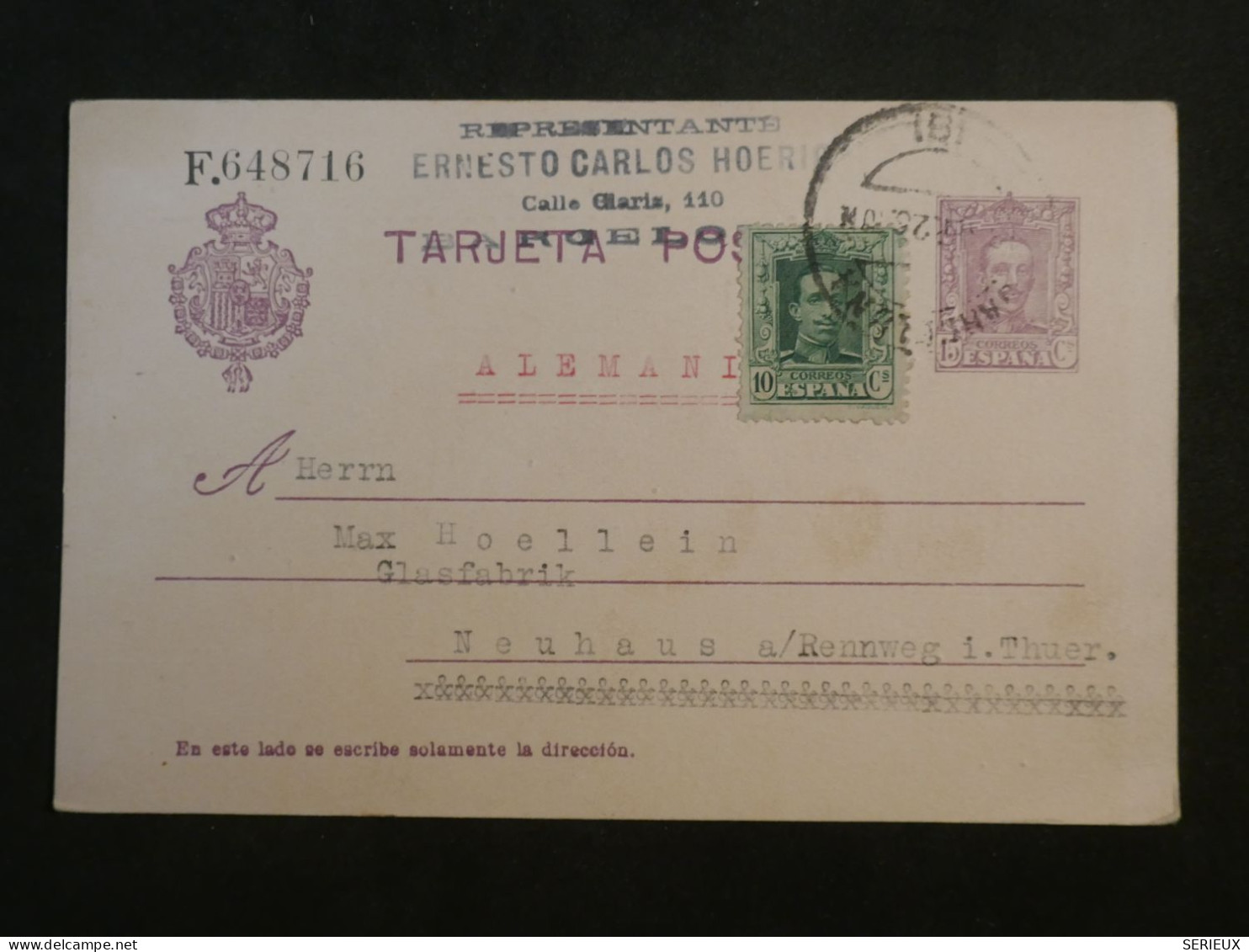 DF16 ESPANA   BELLE CARTE  LETTRE ENTIER  RR 1926 MADRID    A   NEUHAUS GERMANY  +AFF. INTERESSANT++ + - 1850-1931