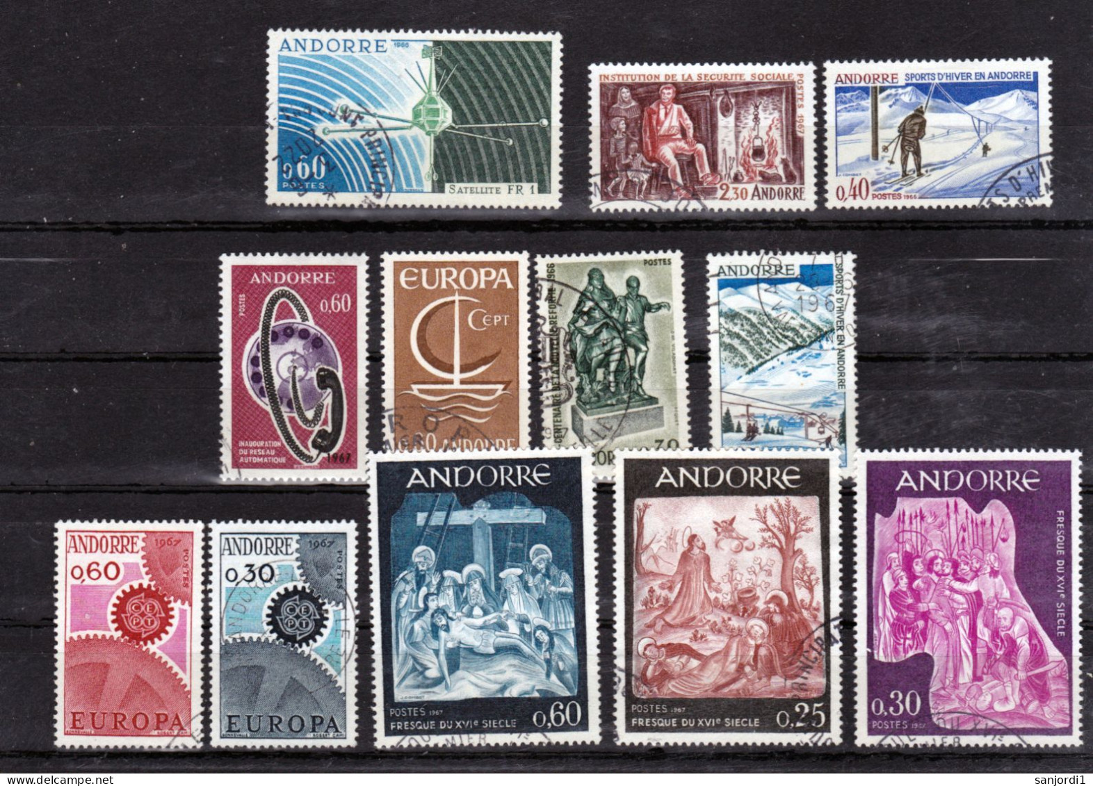 Andorre Française 1966 1967 Année Complète Oblitérée Used Cote 27 - Années Complètes