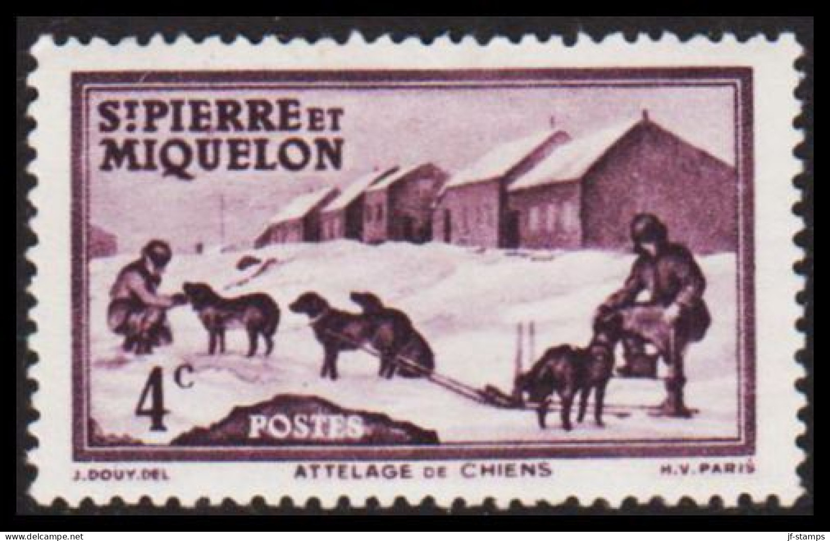 1938. SAINT-PIERRE-MIQUELON. Dog Sledge 4 C. Hinged.  (Michel 172) - JF537416 - Covers & Documents