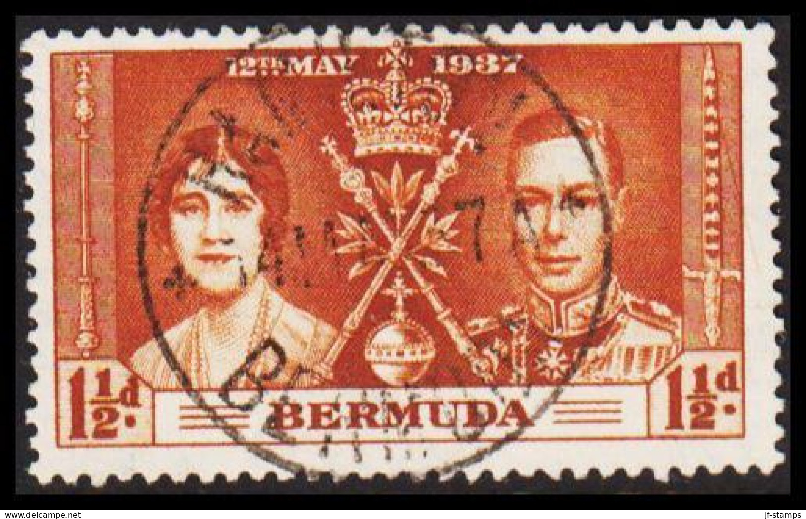 1937. BERMUDA.  Georg VI & Elisabeth.  1½ D Luxus Cancel. (MICHEL 99) - JF537438 - Bermuda