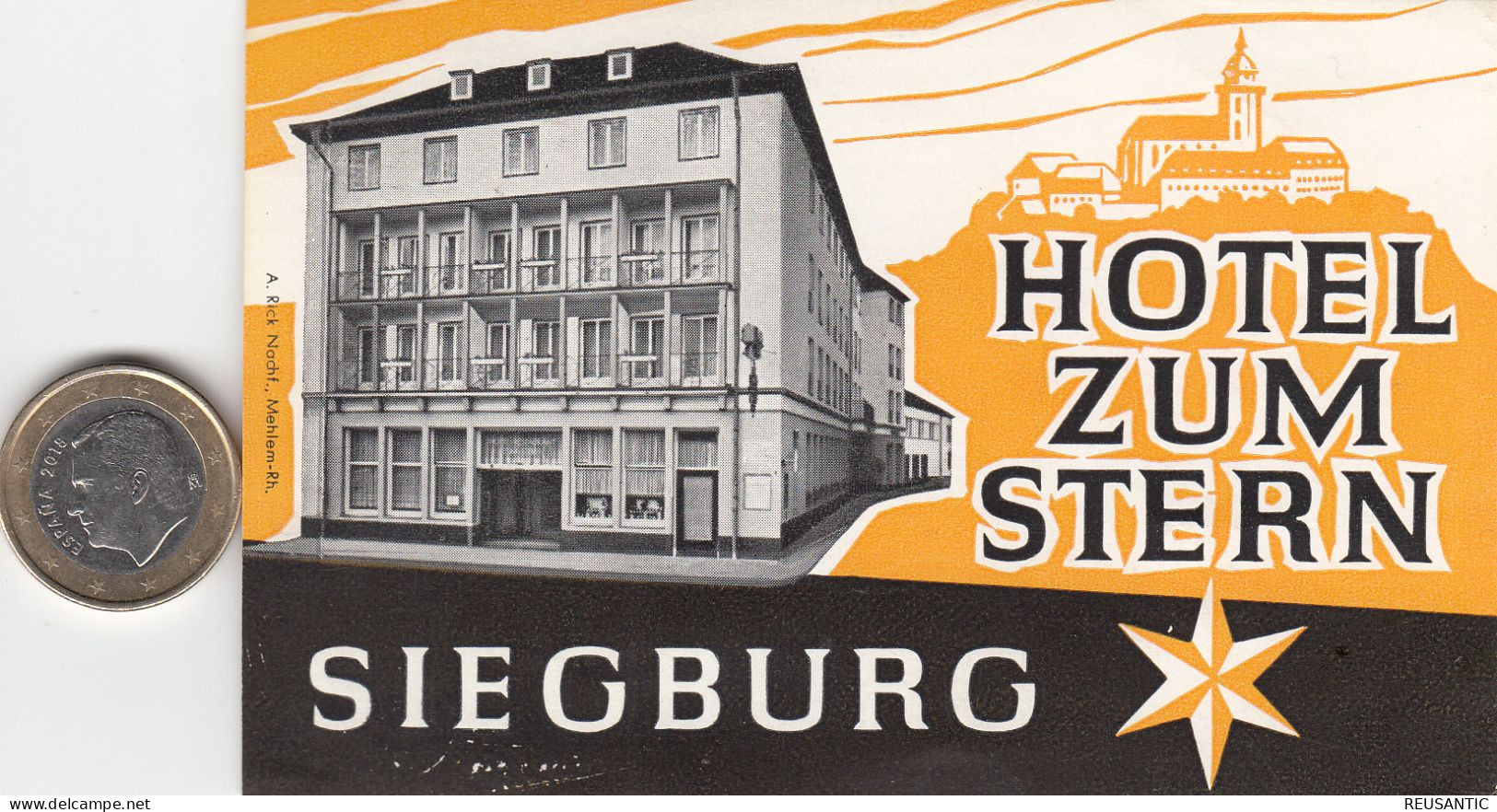 ETIQUETA - STICKER - LUGGAGE LABEL  HOTEL ZUM STERN- SIEGBURG  -   ALEMANIA - ALLEMAGNE - DEUTSCHLAND - Etiquetas De Hotel