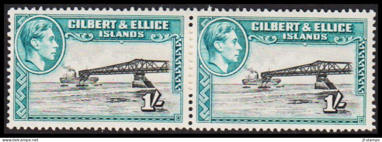 1939. GILBERT & ELLICE ISLANDS. Georg VI & COUNTRY MOTIVES. 1/- Perf 13½ The Ship Triona Pass... (Michel 46A) - JF537457 - Islas Gilbert Y Ellice (...-1979)