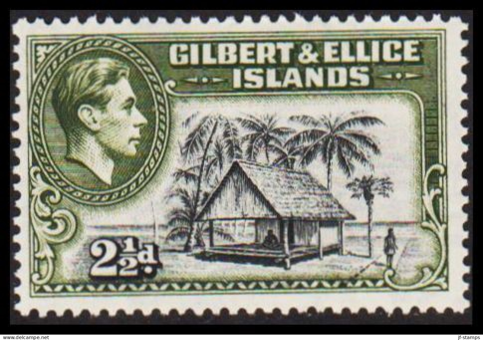 1939. GILBERT & ELLICE ISLANDS. Georg VI & COUNTRY MOTIVES. 2½ D Cottage Never Hinged.  (Michel 42) - JF537464 - Gilbert & Ellice Islands (...-1979)