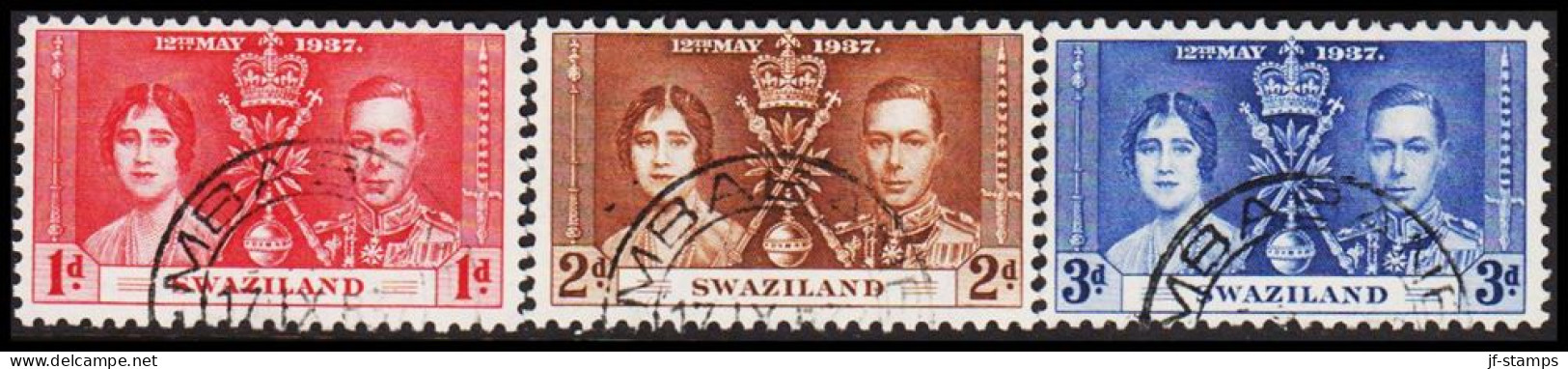 1937. SWAZILAND. Georg VI Coronation Complete Set. (MICHEL 24-26) - JF537478 - Swasiland (...-1967)
