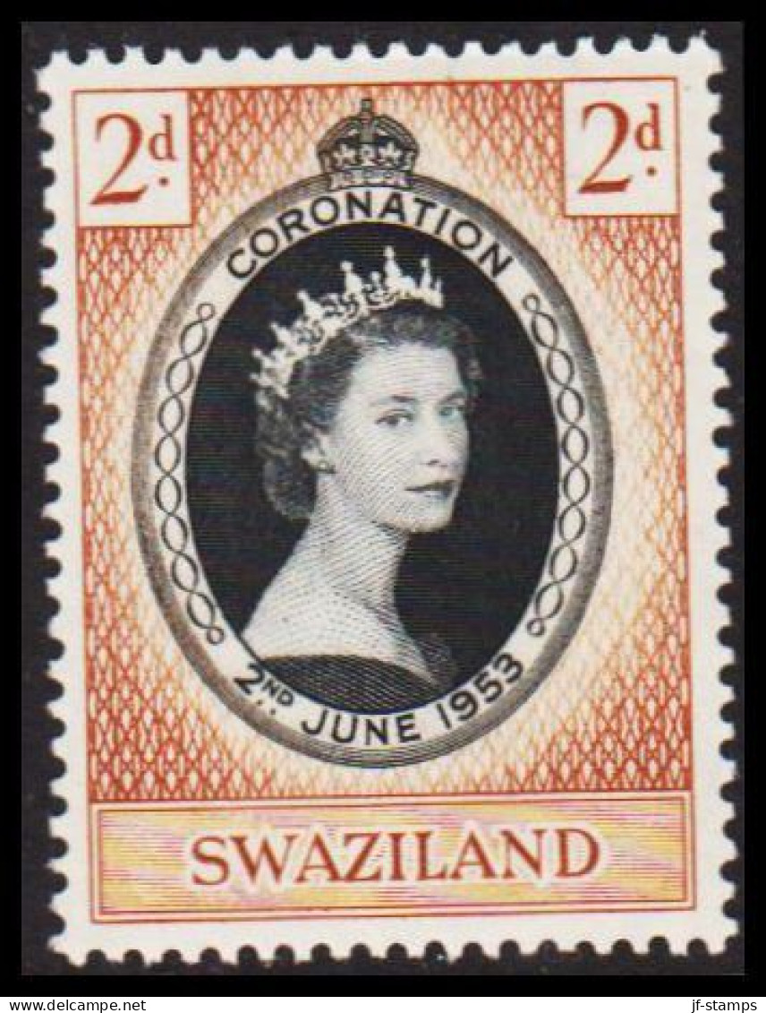 1953. SWAZILAND. Elizabeth Coronation 2 D Hinged.  (MICHEL 54) - JF537479 - Swaziland (...-1967)