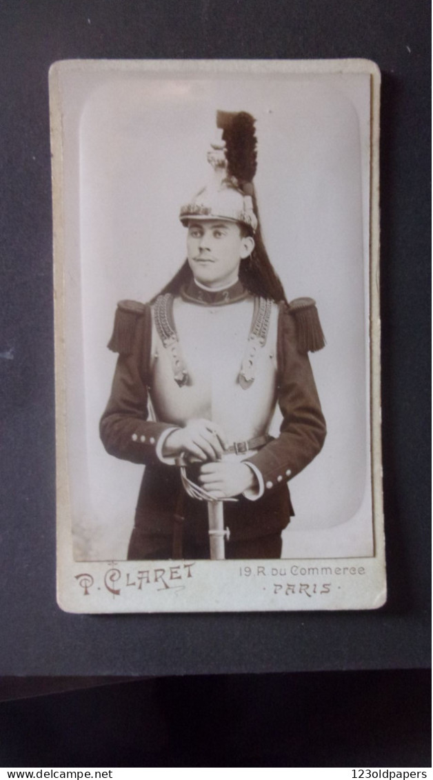 PHOTO XIX EME CDV MILITAIRE EN TENUE 6 EME DRAGONS  CLARET PARIS - Krieg, Militär