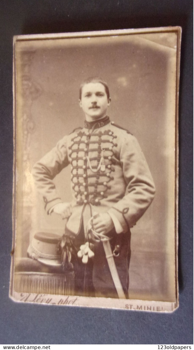 PHOTO XIX EME CDV MILITAIRE EN TENUE  15 EME REGIMENT   LEVY PHOTO SAINT MIHIEL RUE DES BAINS - Guerra, Militares