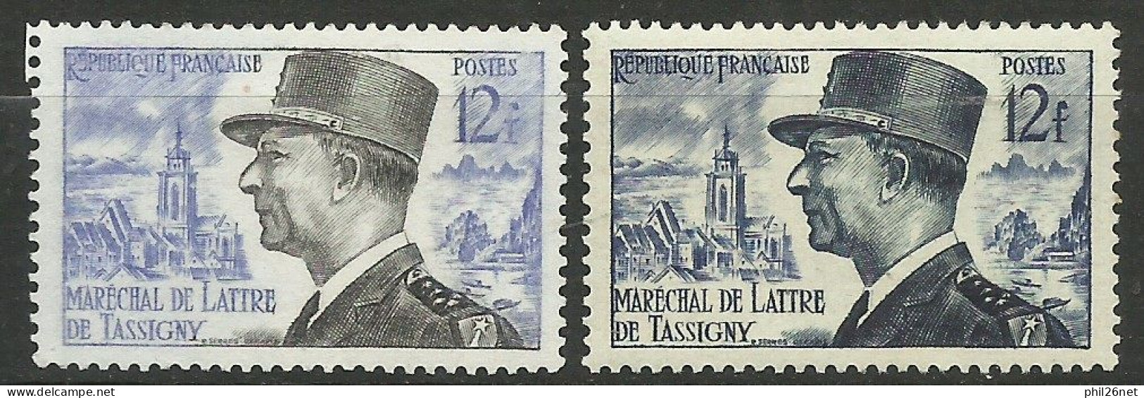 France N° 982 De Lattre De Tassigny Bleu Clair  Neuf ( * ) B/TB  Le 982  Type Pour Comparer Voir Scans Soldé ! ! ! - Unused Stamps
