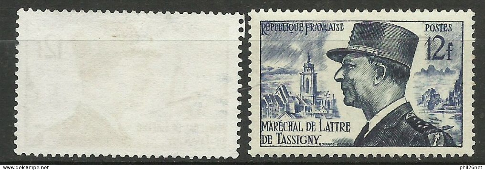 France N° 982 De Lattre De Tassigny Bleu Clair  Neuf ( * ) B/TB  Le 982  Type Pour Comparer Voir Scans Soldé ! ! ! - Unused Stamps