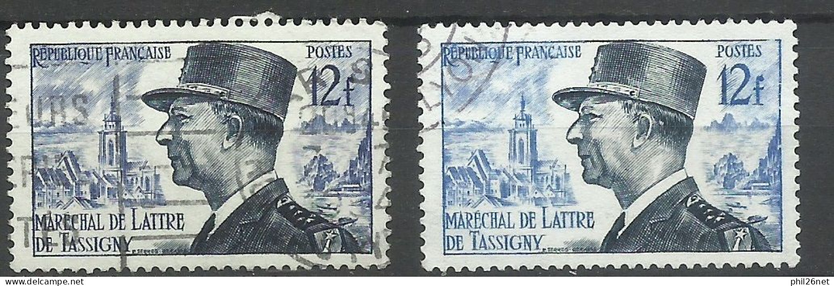 France N° 982 De Lattre De Tassigny Bleu Clair Oblitéré  B/TB  Le 982  Type Pour Comparer Voir Scans Soldé ! ! ! - Gebraucht