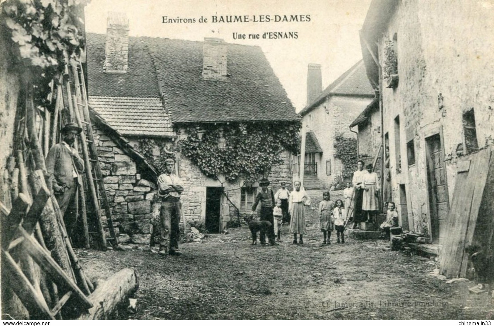 DEPT 25 ENVIRON DE BAUME LES DAMES UNE RUE DE L'ESNANS  TRÈS BELLE ANIMATION 9X14 REIMPRESSION DE CARTES ANCIENNES - Baume Les Dames