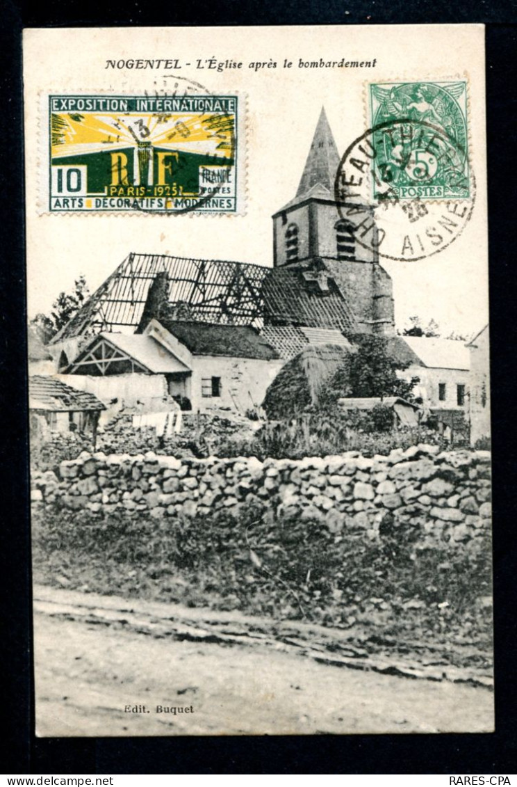 02 NOGENTEL - L'église Après Le Bombardement  - RARE - Altri & Non Classificati