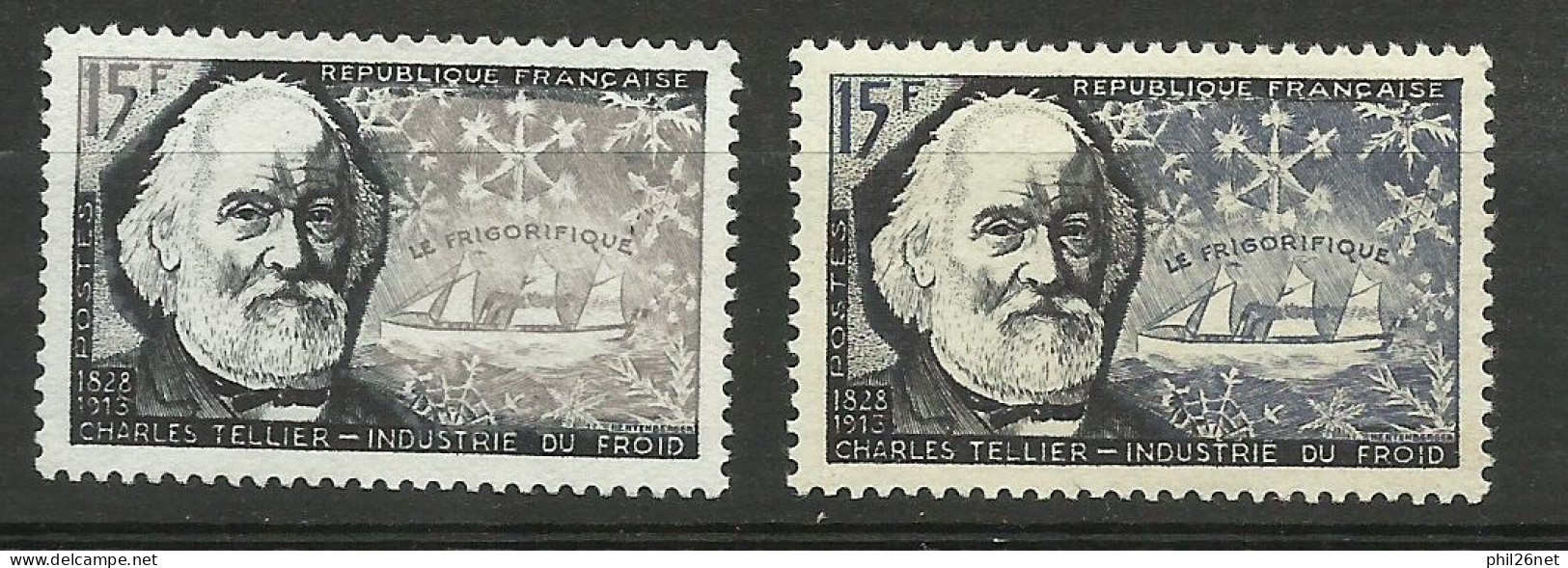 France N°1056  Charles Tellier Navire Frigo Noir   Neuf  ( * )  B/TB  Le 1056  Type Pour Comparer Voir Scans Soldé ! ! ! - Ungebraucht