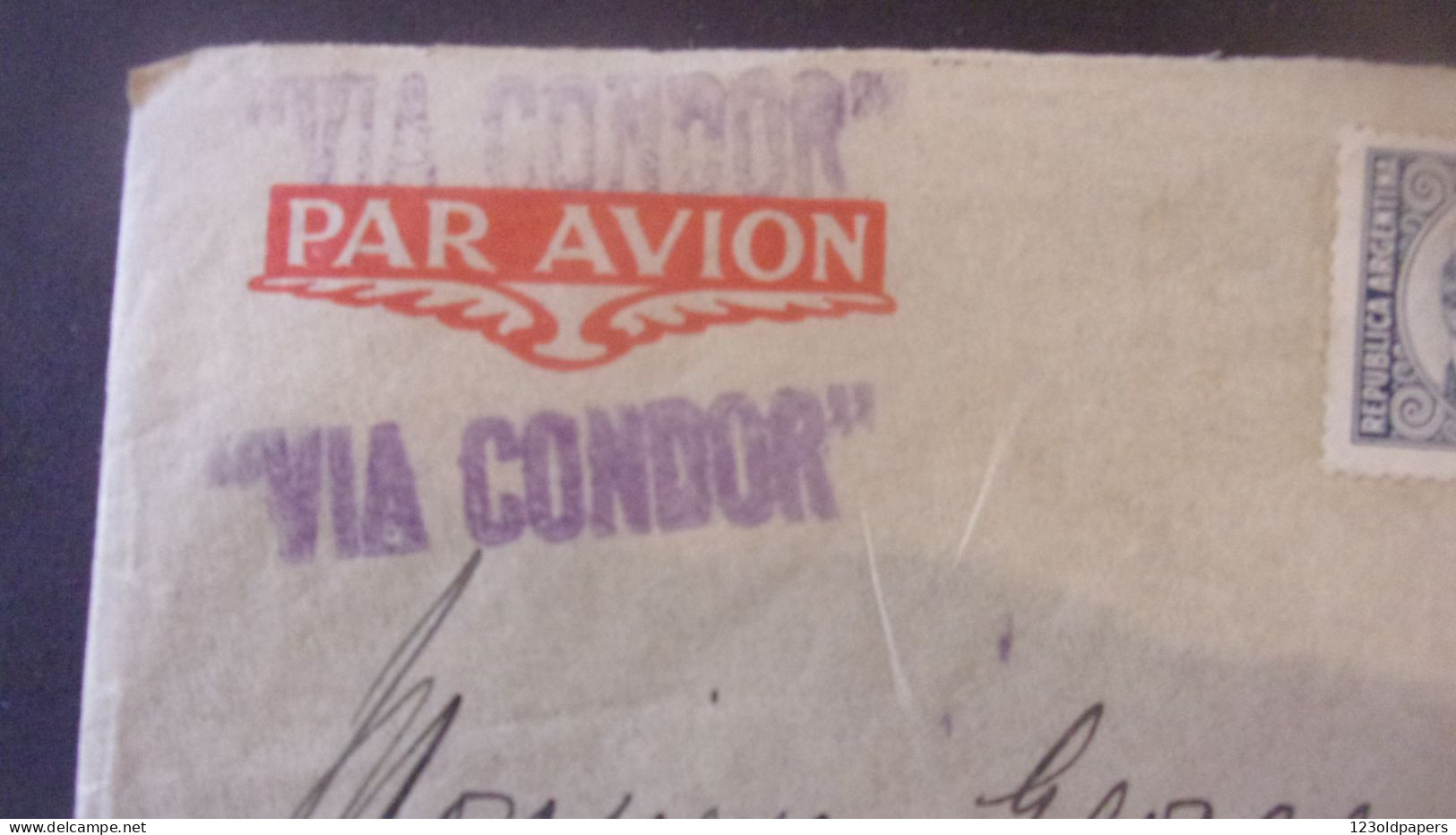 ARGENTINE PAR AVION Via Condor Lufthansa 1937 VERS FRANCE POTENSAC GIRONDE MARSEILLE GARE AVION CACHET - 1921-1960: Periodo Moderno