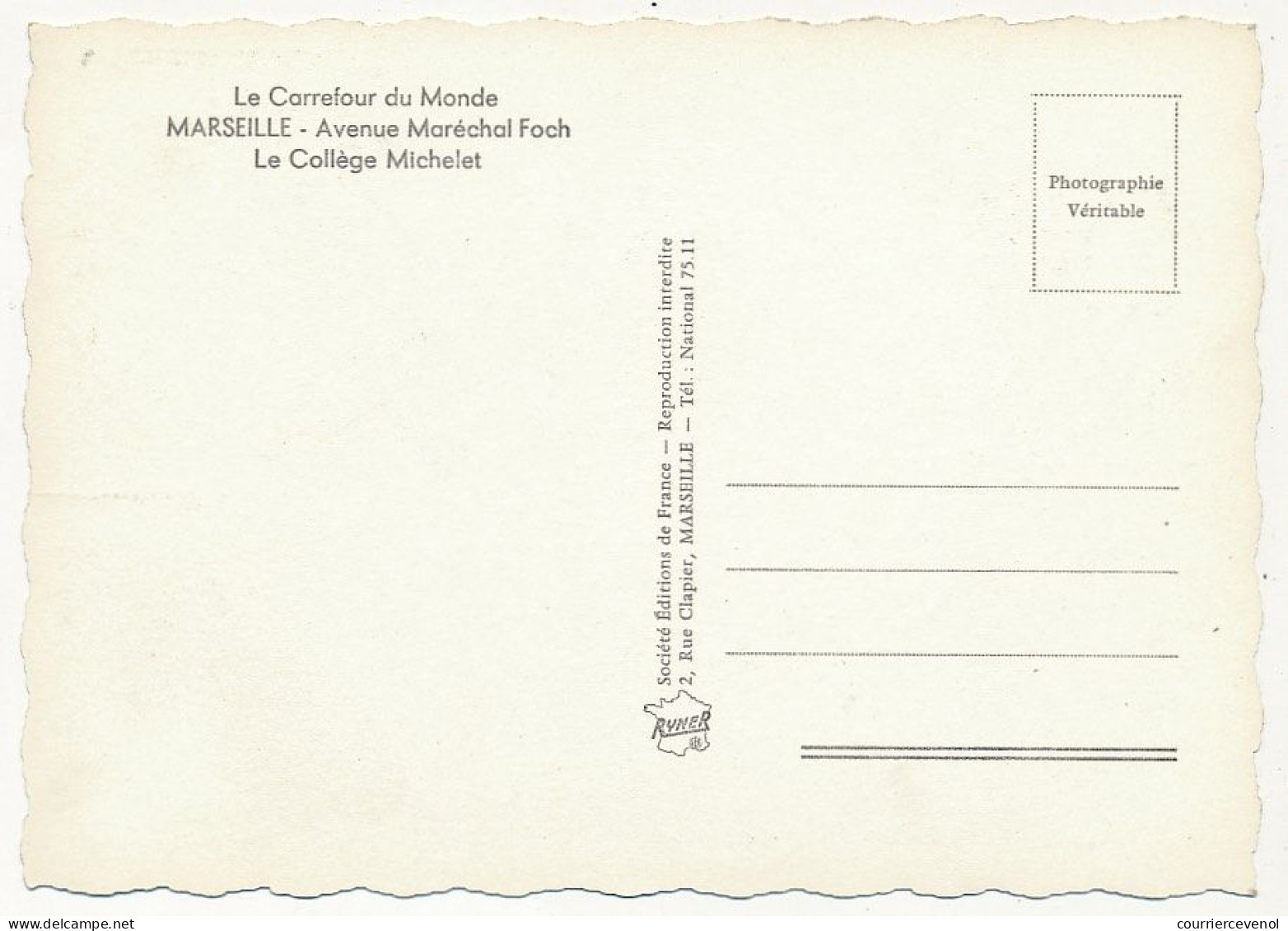 CPM - MARSEILLE (B Du R) - Avenue Maréchal Foch - Collège Michelet - Cinq Avenues, Chave, Blancarde, Chutes Lavies