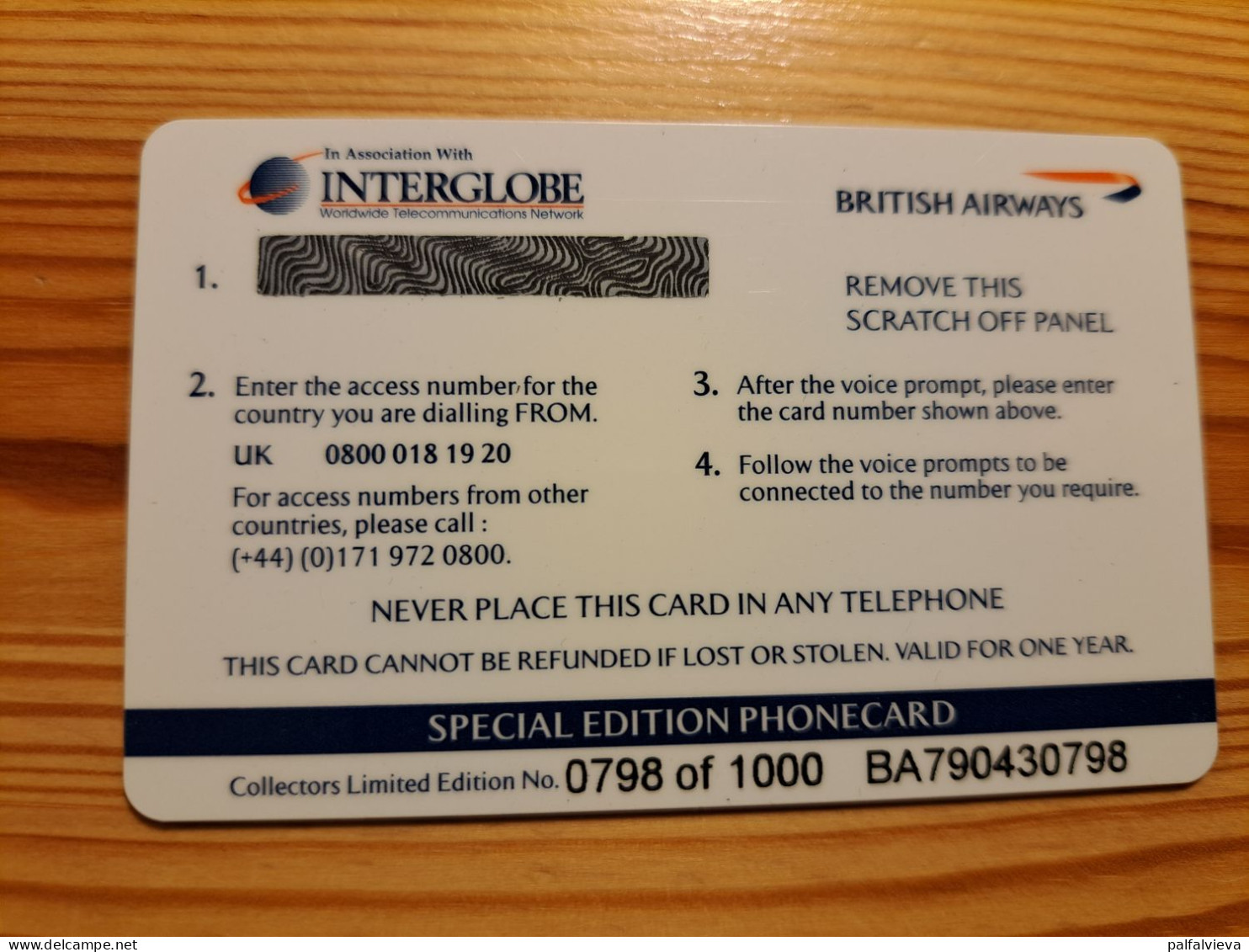 Prepaid Phonecard United Kingdom, Interglobe - Airplane, British Airways, Boeing 747-400 - [ 8] Ediciones De Empresas